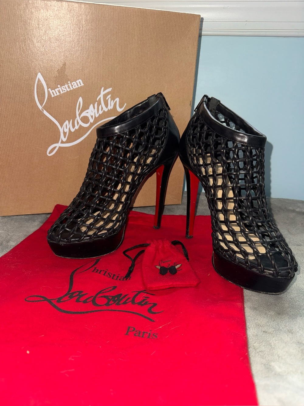 Christian Louboutin Coussin 140 Nappa/Cuoio Heel
Cage Booties | Size EU 37.5